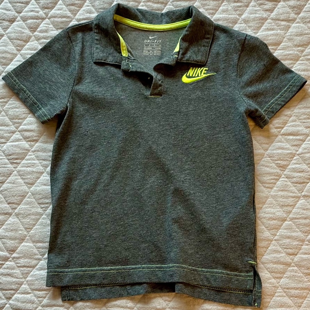 Nike Kids Dri-FIT Polo in Gray and Volt